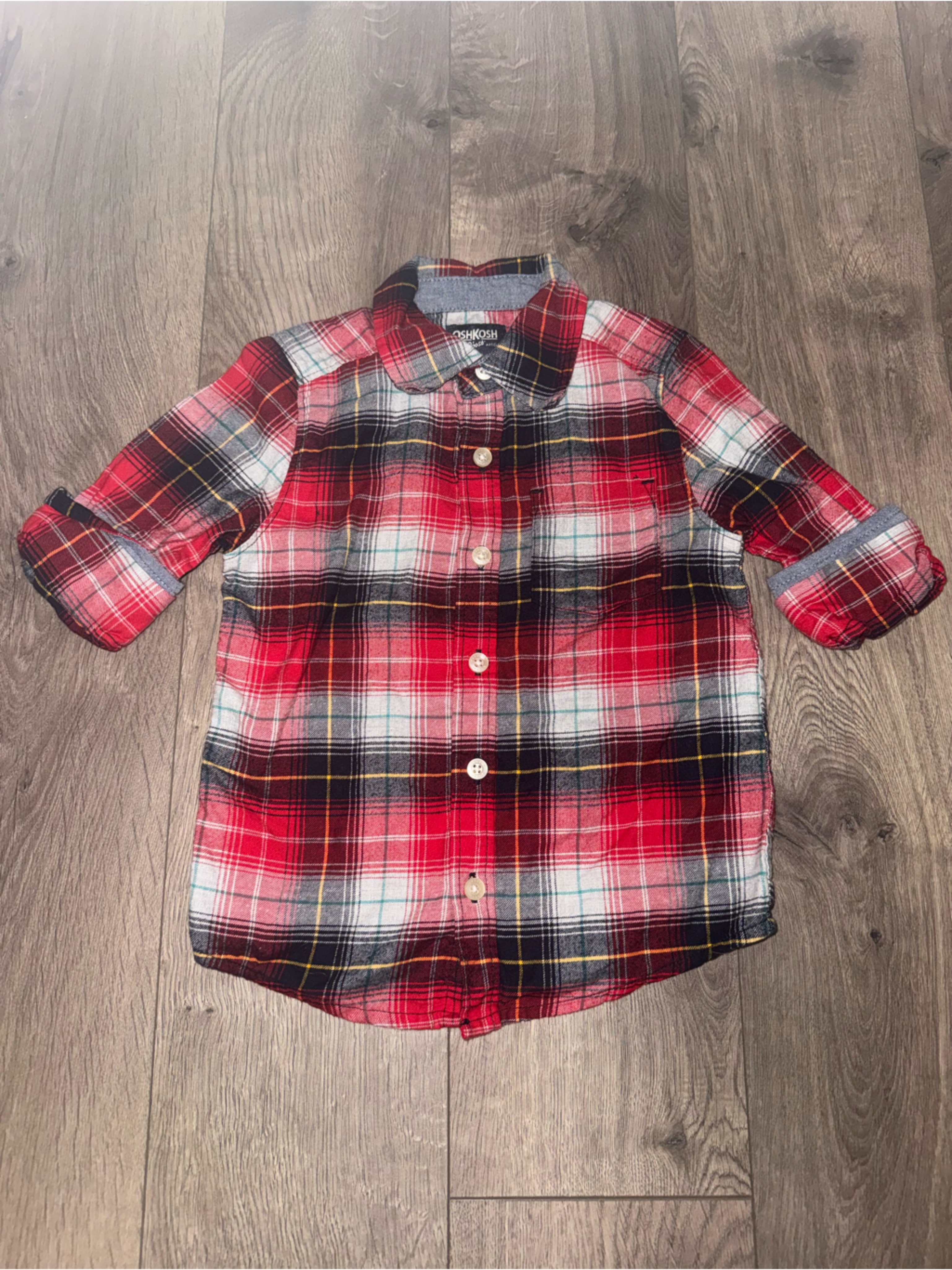 Oshkosh B'gosh Red Black White Plaid Button-Down Shirt